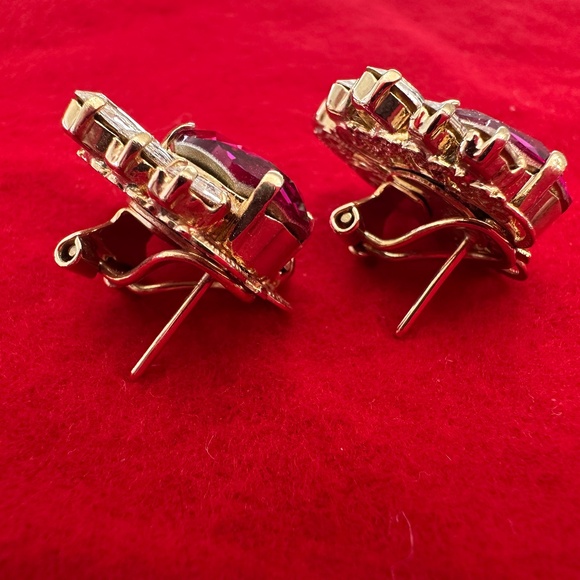 Pink & Clear Crystal Stud Earrings - Picture 4 of 4